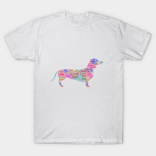 Dog Sausage Dachshund Dash Animal Pet Text Word Cloud T-Shirt